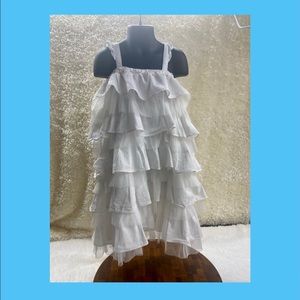 Old Navy-White sleeveless dress w/tiered layers of lt wt cotton & tule, Sz 8-M,